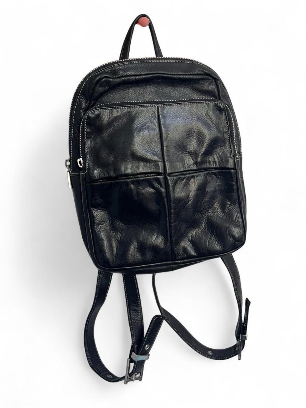 Perlina Black Leather Mini Backpack purse Y2K